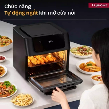 Nồi chiên không dầu 16L FUJIHOME 2.100W Lò nướng mini cảm ứng 3D 8 chế độ quay gà nguyên con giảm giá 25% chỉ 2.590.000₫