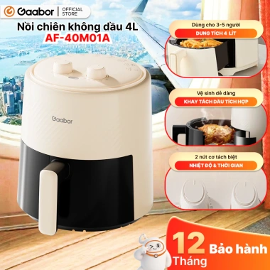 Nồi chiên không dầu 4L Gaabor AF40M-WH01A 1.400W Chống dính, khí nóng đối lưu, núm xoay dễ dùng, giảm giá 900k