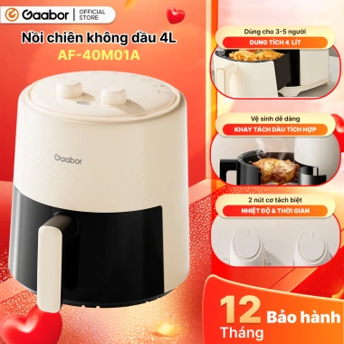 Nồi chiên không dầu 4L Gaabor AF40M-WH01A 1.400W Chống dính, khí nóng đối lưu, núm xoay dễ dùng, giảm giá 900k
