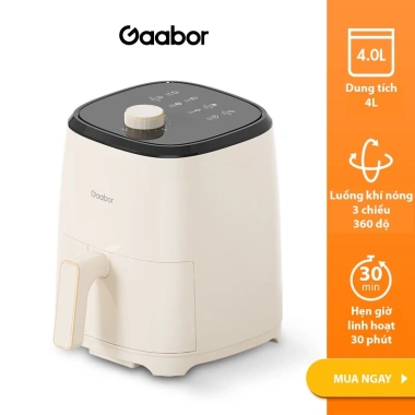 Nồi chiên không dầu 4L Gaabor AF40M-WH01A 1.400W Chống dính, khí nóng đối lưu, núm xoay dễ dùng, giảm giá 900k