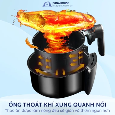 Nồi Chiên Không Dầu 5.5L Cảm Ứng, Công Suất 1.500W – Giá 1.295.000, Giảm Sốc 3