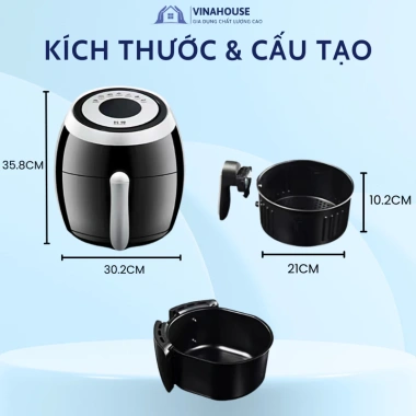 Nồi Chiên Không Dầu 5.5L Cảm Ứng, Công Suất 1.500W – Giá 1.295.000, Giảm Sốc 8