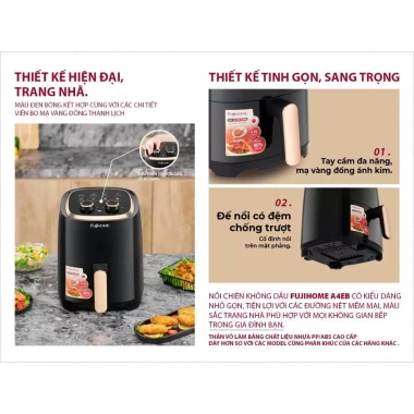Nồi chiên không dầu 5L Fujihome nhập khẩu, tự ngắt, chống dính cao cấp, giá 630.000₫ 7