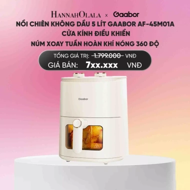 Nồi chiên không dầu 5L Gaabor AF-45M01A cửa kính, núm xoay tuần hoàn khí nóng - Giá 1,299,000₫