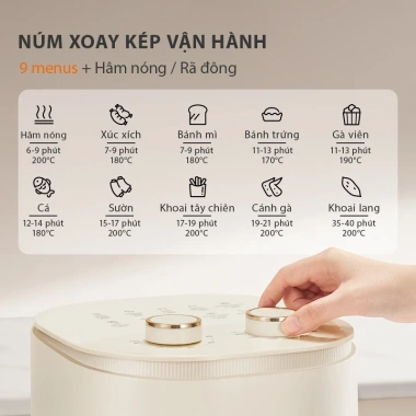 Nồi chiên không dầu 5L Gaabor AF-45M01A cửa kính, núm xoay tuần hoàn khí nóng - Giá 1,299,000₫