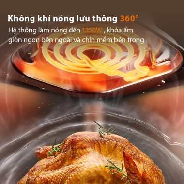 Nồi chiên không dầu 5L Gaabor AF-45M01A cửa kính, núm xoay tuần hoàn khí nóng - Giá 1,299,000₫