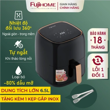 Nồi chiên không dầu 6,5L FUJIHOME tự ngắt, chống dính, chính hãng - Giá chỉ 747.000₫