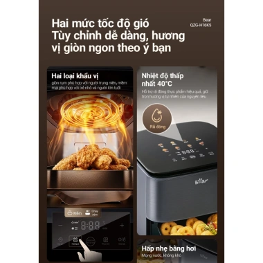 Nồi Chiên Không Dầu 6L Bear 1.600W - 2 Tốc Độ Gió Mềm Giòn, BH 18 Th, 1.690.000₫