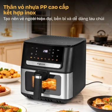 Nồi chiên không dầu 7L FUJIHOME - Mặt kính chịu nhiệt, tự ngắt, tặng gắp, giảm 16%