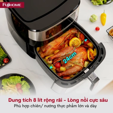 Nồi chiên không dầu 8L Fujihome điện tử, chống dính, tự ngắt an toàn - 747.000₫