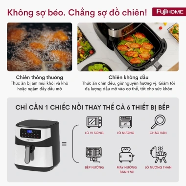 Nồi chiên không dầu 8L Fujihome điện tử, chống dính, tự ngắt an toàn - 747.000₫ 8 Nồi chiên không dầu 8L Fujihome điện tử, chống dính, tự ngắt an toàn - 747.000₫ 8