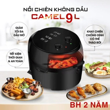 Nồi Chiên Không Dầu 9L CAMEL chính hãng, nút vặn cơ, BH 24 tháng - Giá 920.000