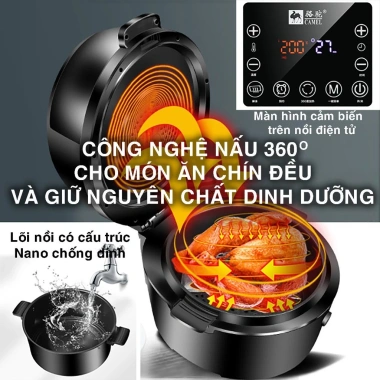 Nồi Chiên Không Dầu 9L CAMEL chính hãng, nút vặn cơ, BH 24 tháng - Giá 920.000