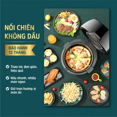 Nồi Chiên Không Dầu 9L CAMEL chính hãng, nút vặn cơ, BH 24 tháng - Giá 920.000
