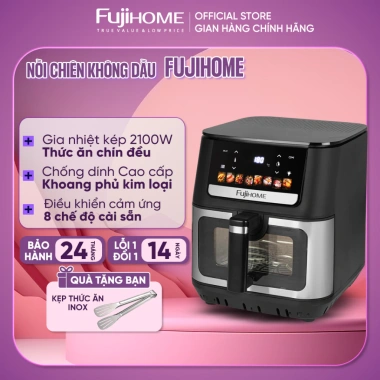 Nồi chiên không dầu 9L FUJIHOME 8 chế độ, LCD cảm ứng, kèm kẹp gắp, chỉ 13,55 triệu