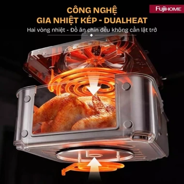 Nồi chiên không dầu 9L FUJIHOME 8 chế độ, LCD cảm ứng, kèm kẹp gắp, chỉ 13,55 triệu