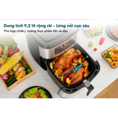 Nồi chiên không dầu 9L FUJIHOME 8 chế độ, LCD cảm ứng, kèm kẹp gắp, chỉ 13,55 triệu