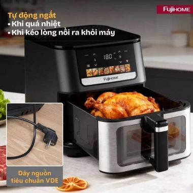Nồi chiên không dầu 9L FUJIHOME A9DH 2.100W - Cửa kính, 3D cảm ứng, 8 chế độ, 1,590,000₫ 8