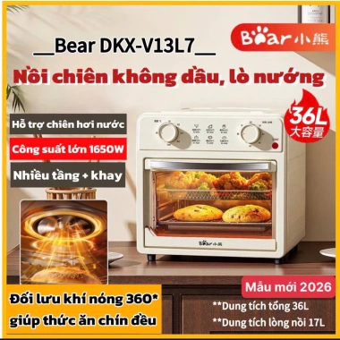 Nồi chiên không dầu Bear 36L DKX-V13L7 1.650W công nghệ nhiệt 360 độ mẫu 2.026 bảo hành 12 tháng giá ưu đãi 1,350,000