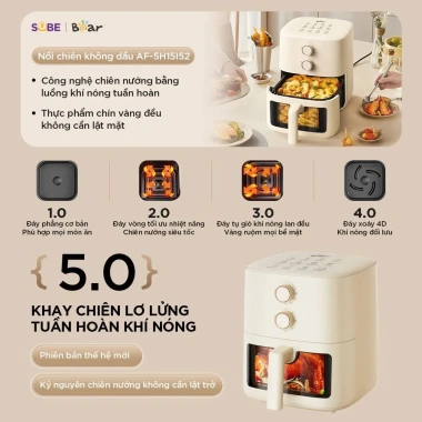 Nồi chiên không dầu BEAR 5L AF-5H15I52 - Chiên nướng hơi nước, giá 1.19 triệu 4