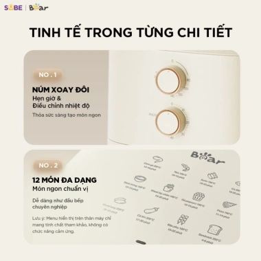 Nồi Chiên Không Dầu Bear 5L Đa Năng – Nướng Bánh Giảm Dầu Mỡ, Tiện Lợi, Healthy, Bảo Hành 18 Tháng – Giá 1,190,000₫ 8