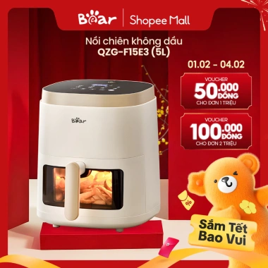 Nồi Chiên Không Dầu Bear 5L QZG-F15E3 - Hàng Chính Hãng, Giá 1.590.000₫