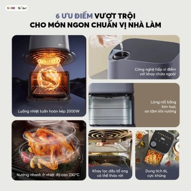 Nồi chiên không dầu BEAR 6L AF-5H19I45 - chiên hơi và hấp, 1,190,001₫ giảm 350k