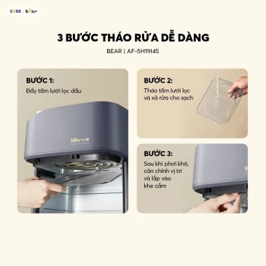 Nồi chiên không dầu BEAR 6L AF-5H19I45 - chiên hơi và hấp, 1,190,001₫ giảm 350k