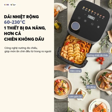 Nồi chiên không dầu BEAR 6L AF-5H19I45 - chiên hơi và hấp, 1,190,001₫ giảm 350k