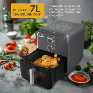 Nồi Chiên Không Dầu Bluestone AFB-5.858 7L 1.800W - Giỏ Kính, Núm Cơ Dễ Dùng, Hàng Chính Hãng, Giá Ưu Đãi 1.549.000 VND