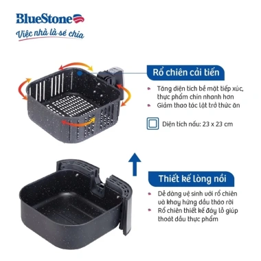 Nồi Chiên Không Dầu Bluestone AFB-5.880 5.5L Chống Dính Greblon Khử Khuẩn 3 Phút - Chính Hãng