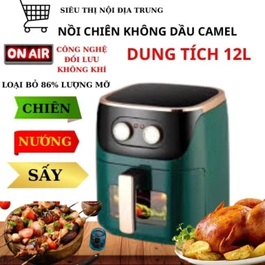 Nồi chiên không dầu Camel 12-15L viền vàng, bảo hành 12 tháng, giảm còn 535.000đ