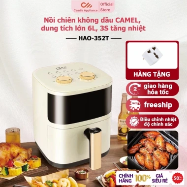 Nồi chiên không dầu Camel 6L 1.200W 3s nóng nhanh mặt thủy tinh - Bảo hành 12 tháng
