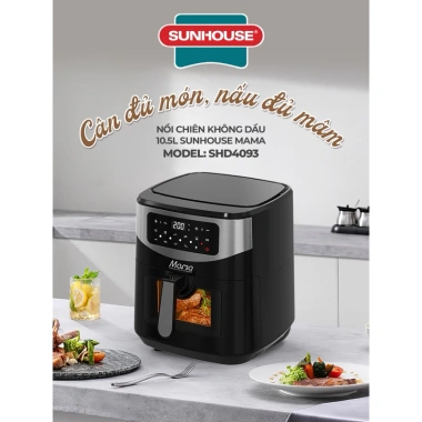 Nồi chiên không dầu điện tử 10,5L SUNHOUSE MAMA SHD4.093 - Bảo hành 2 năm giảm giá 20%