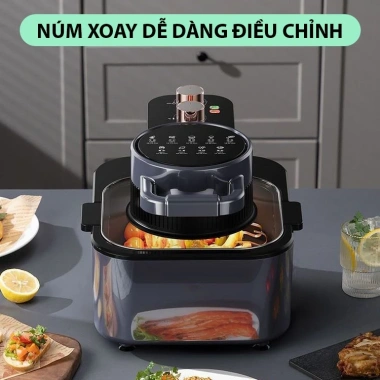 Nồi chiên không dầu ECOMIX 12L đa năng, chiên 360° - 2 năm bảo hành, nhanh gọn 3