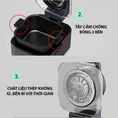 Nồi chiên không dầu ECOMIX 12L đa năng, chiên 360° - 2 năm bảo hành, nhanh gọn 5