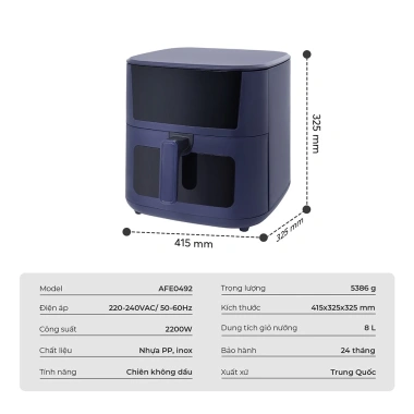 Nồi chiên không dầu Elmich AFE492 dung tích lớn - Ít dầu mỡ, an toàn sức khỏe, chỉ 1.8tr