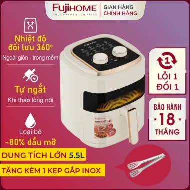 Nồi chiên không dầu FUJIHOME 4.5L‑12L tự ngắt, chống dính, kèm kẹp gắp thực phẩm – Giá ưu đãi 747.000₫