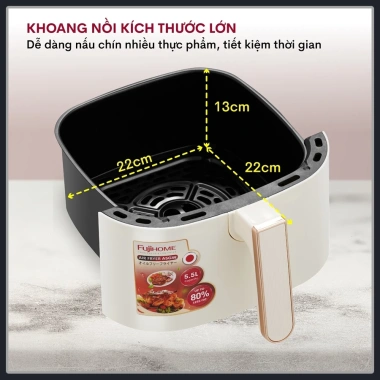Nồi chiên không dầu FUJIHOME 4.5L‑12L tự ngắt, chống dính, kèm kẹp gắp thực phẩm – Giá ưu đãi 747.000₫