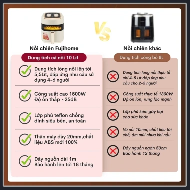 Nồi chiên không dầu FUJIHOME 4.5L‑12L tự ngắt, chống dính, kèm kẹp gắp thực phẩm – Giá ưu đãi 747.000₫ 7 Nồi chiên không dầu FUJIHOME 4.5L‑12L tự ngắt, chống dính, kèm kẹp gắp thực phẩm – Giá ưu đãi 747.000₫ 7