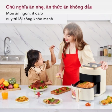 Nồi chiên không dầu Fujihome 5.5L 1.600W - Không hơi nước, tự ngắt, kèm gắp, 747.000₫