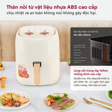 Nồi chiên không dầu Fujihome 6.5L 1.600W, chống dính, tự ngắt, tặng kẹp - 747.000đ