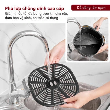Nồi chiên không dầu Fujihome 6.5L 1.600W, chống dính, tự ngắt, tặng kẹp - 747.000đ 9 Nồi chiên không dầu Fujihome 6.5L 1.600W, chống dính, tự ngắt, tặng kẹp - 747.000đ 9