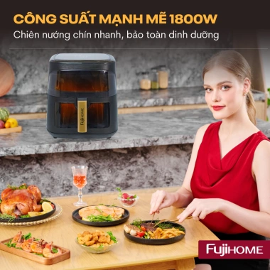 Nồi chiên không dầu FUJIHOME 8L 1.800W nhập khẩu, cảm ứng mặt kính - Giá chỉ 747.000₫ giảm giá