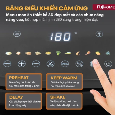 Nồi chiên không dầu FUJIHOME 8L 1.800W nhập khẩu, cảm ứng mặt kính - Giá chỉ 747.000₫ giảm giá 6 Nồi chiên không dầu FUJIHOME 8L 1.800W nhập khẩu, cảm ứng mặt kính - Giá chỉ 747.000₫ giảm giá 6