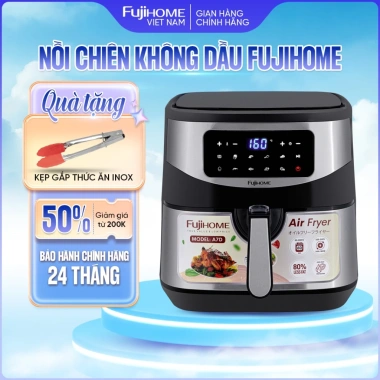 Nồi chiên không dầu Fujihome 8L điện tử 9 chế độ, tự ngắt, kèm kẹp 747.000₫