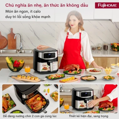 Nồi chiên không dầu Fujihome 8L điện tử 9 chế độ, tự ngắt, kèm kẹp 747.000₫ 3 Nồi chiên không dầu Fujihome 8L điện tử 9 chế độ, tự ngắt, kèm kẹp 747.000₫ 3