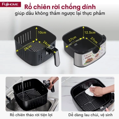 Nồi chiên không dầu Fujihome 8L điện tử 9 chế độ, tự ngắt, kèm kẹp 747.000₫ 7 Nồi chiên không dầu Fujihome 8L điện tử 9 chế độ, tự ngắt, kèm kẹp 747.000₫ 7