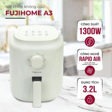 Nồi chiên không dầu FUJIHOME A3 3,2L 1.300W - Điều khiển cơ, giá ưu đãi 630.000 VND