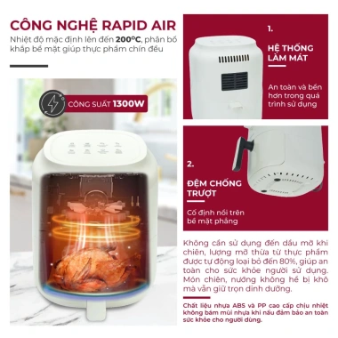 Nồi chiên không dầu FUJIHOME A3 3,2L 1.300W - Điều khiển cơ, giá ưu đãi 630.000 VND